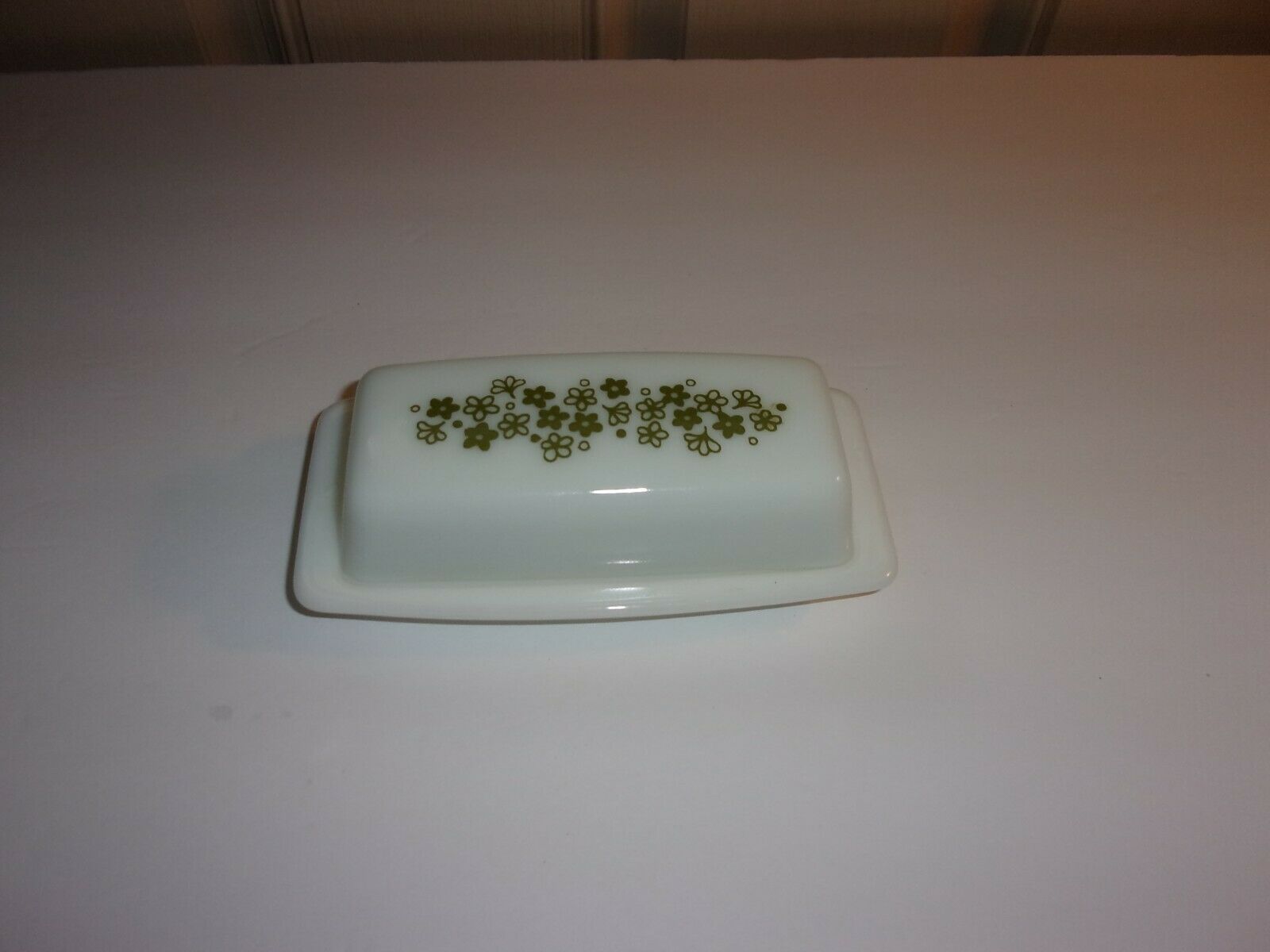 Vintage Pyrex Corelle Crazy Daisy Spring Blossom Green Covered Butter Dish Exc