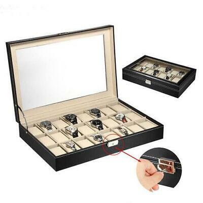 6/10/12/20/24 Slots Watch Box Top Jewelry Storage Display Case Organizer Large