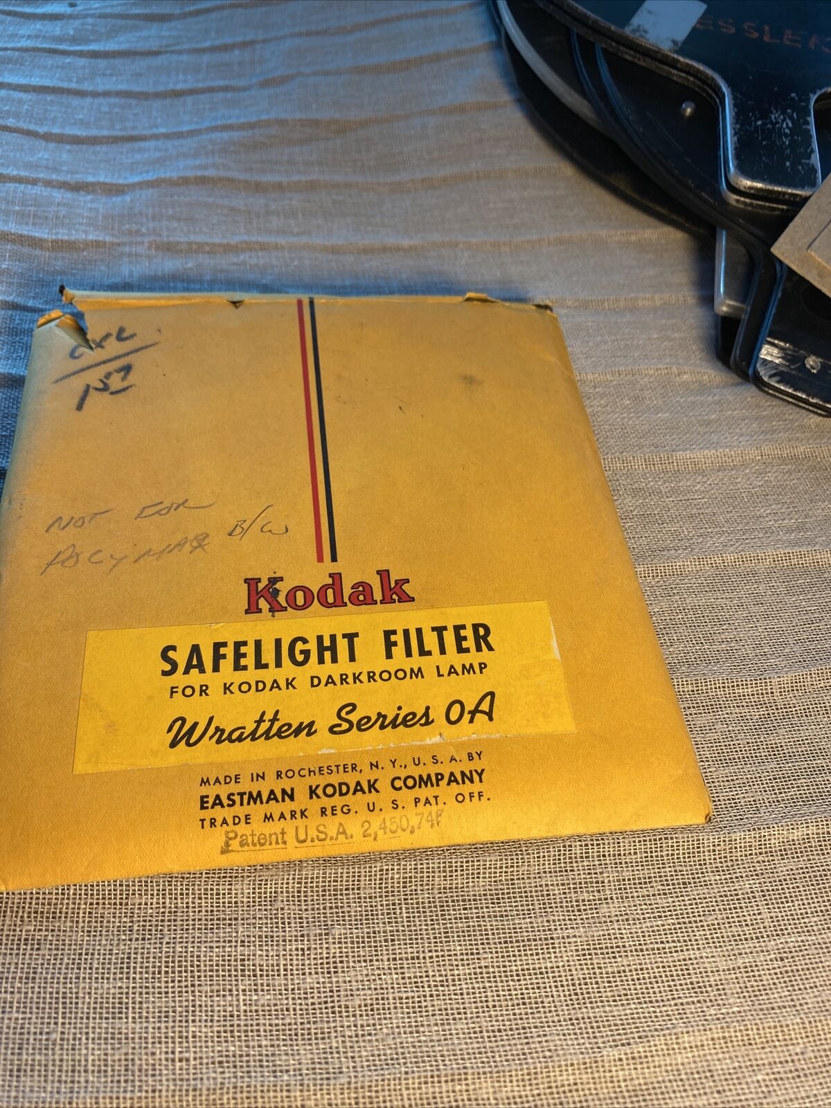Vintage Kodak Safelight Filter 5-1/2" Oa Round Filter For Dark Room Light