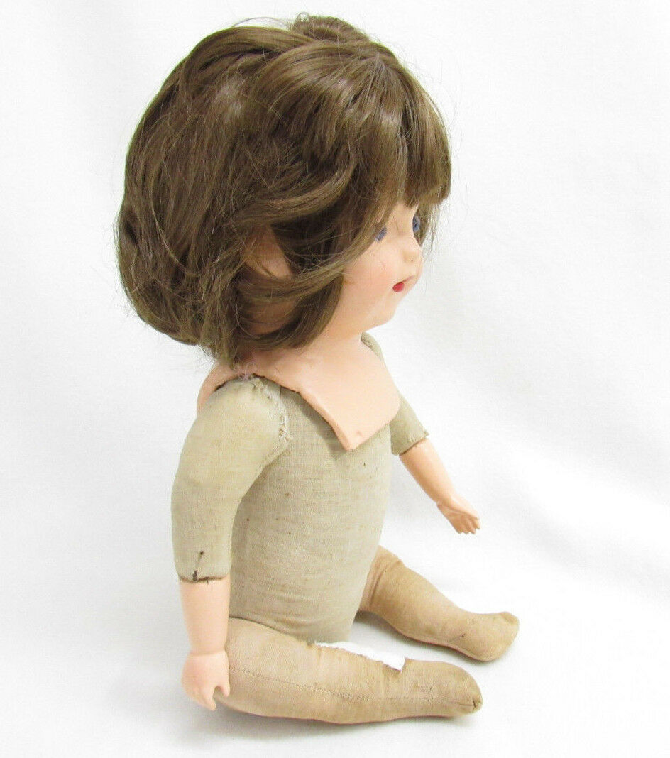 Vtg/antique/old Baby Doll Composition Jointed Hard Stuffed Body